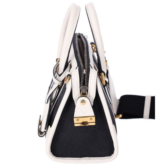 GUCCI Ophidia Mini Top Handle Handbag 715771 Denim Black White Multi - Picture 3 of 7